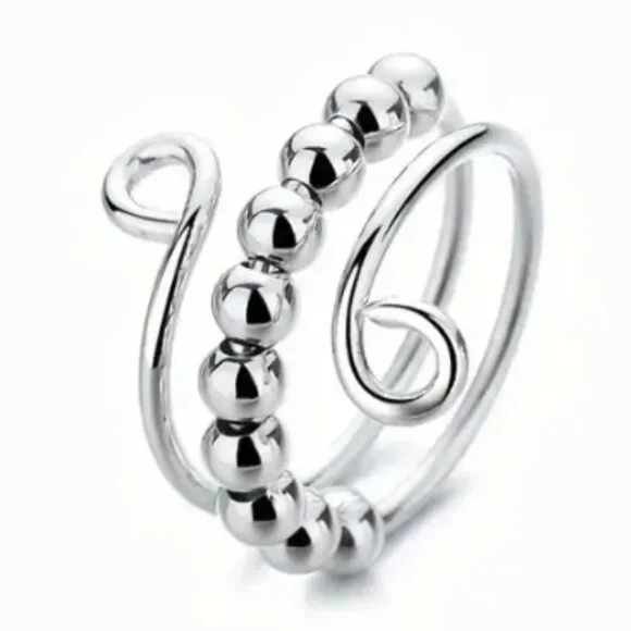 Silver Loop - Sensory, Fidget, Spinner, or Worry Ring -  Adjustable Sizing