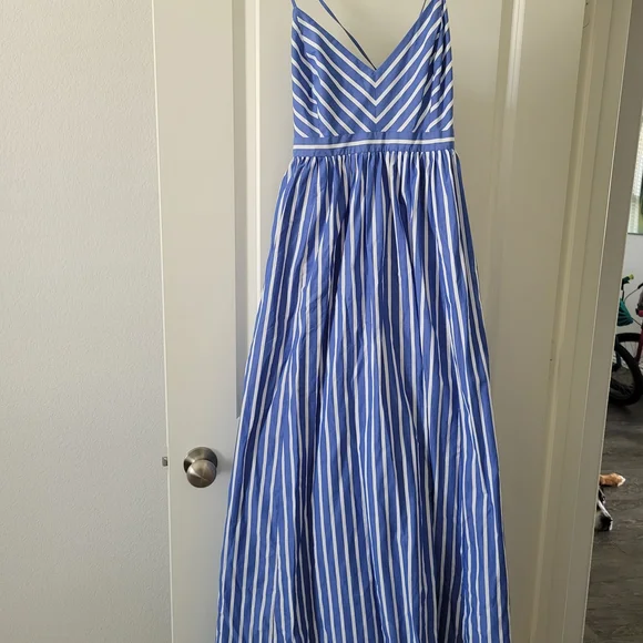 J. Crew Blue and White Striped Maxi Dress