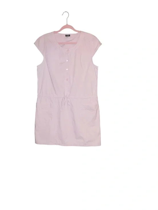 J. Crew Pale Pink Cap-Sleeve Minimalist Everyday 100% Cotton Mini Dress sz L