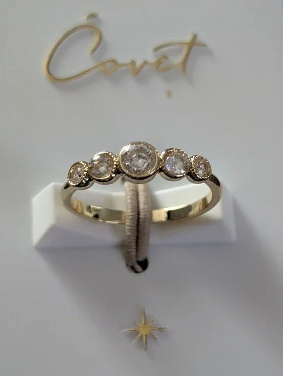 Covet Gold-tone Five-Stone Cubic Zirconia Ring - White