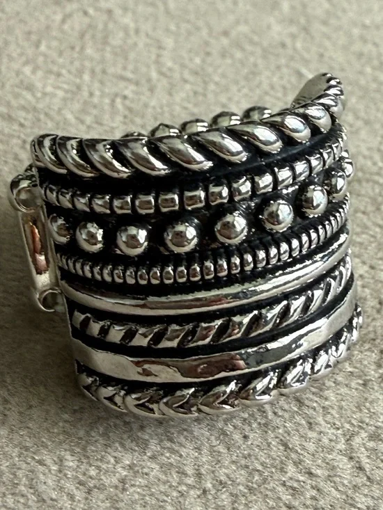 Sterling-Style Multi-Row Silver Band Ring - Silver