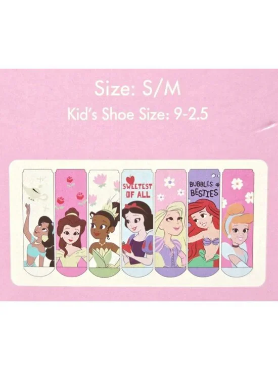 Disney Princess Cozy Character Socks 7 Count Pack - Girls' S/M Shoe Size 9 - 2.5