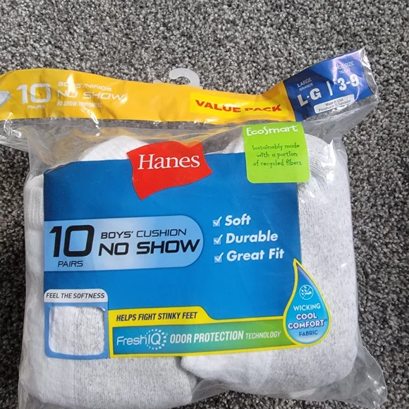 Hanes Boys' Cushion No Show Socks - 10 Pairs