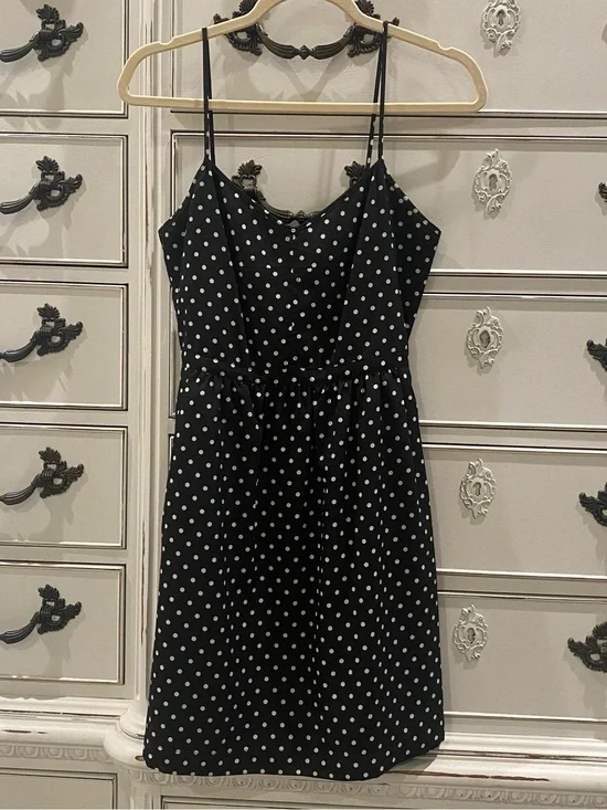 J. Crew Black & White Polka Dot Spaghetti Strap Mini Dress Size 4