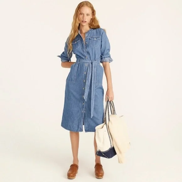 J. Crew Western Indigo Shirt Dress
