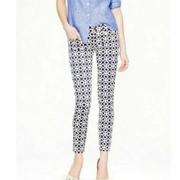 J. CREW TOOTHPICK GEO PRINT ANKLE PANT