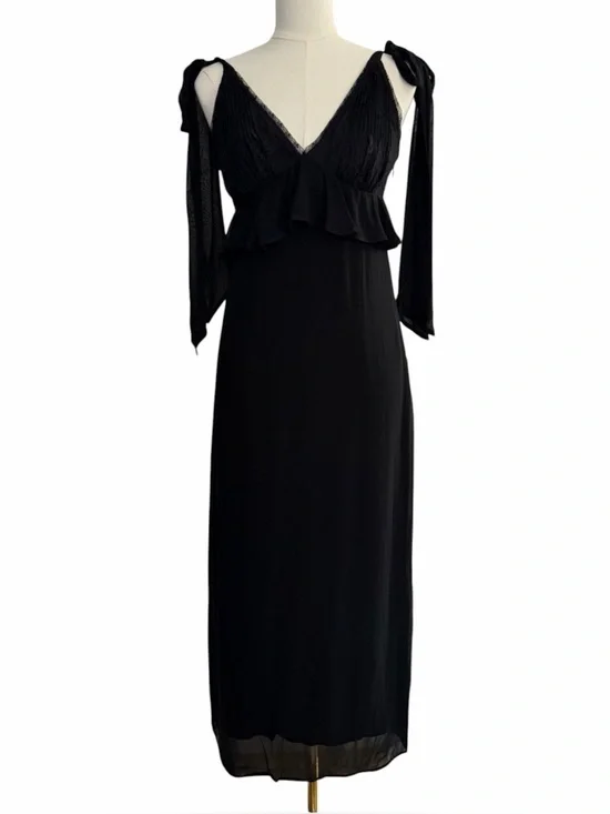 J.Crew Collection NWT Black Lace Chiffon Maxi Dress Ruffle Romantic Coquette 2