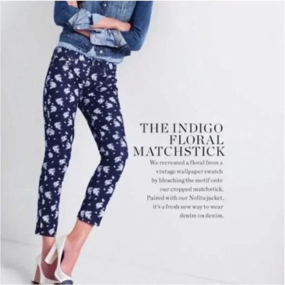 J. Crew Cropped Matchstick Floral Print Jeans