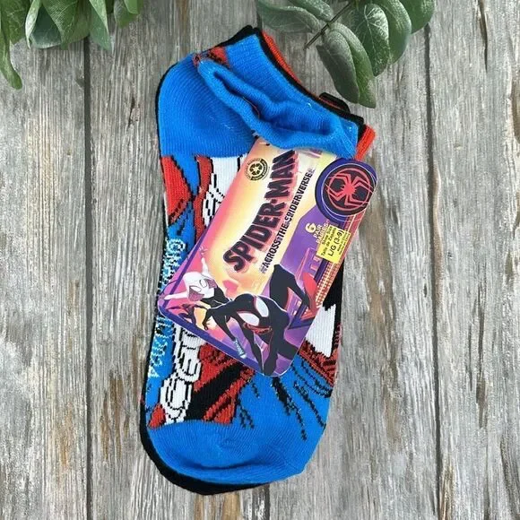 Boys Spider-Man No Show Comfy Socks 6-Pack Size L