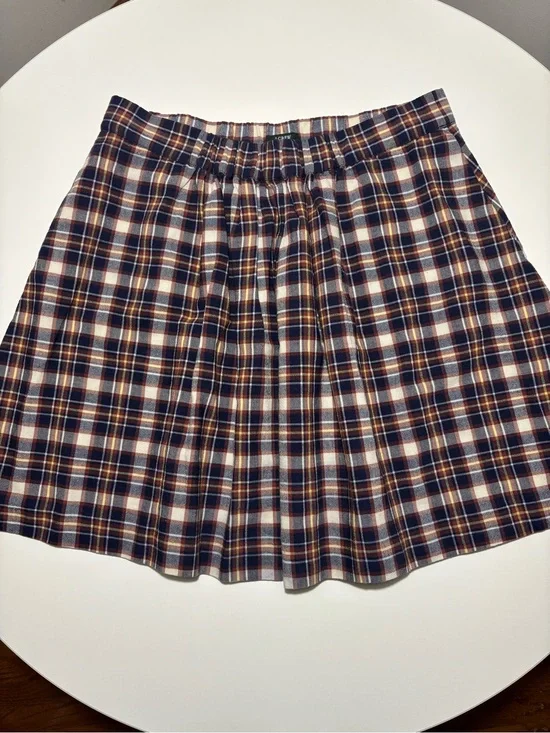 J.Crew Navy & Red Plaid Preppy Academia Cotton & Wool Skirt
