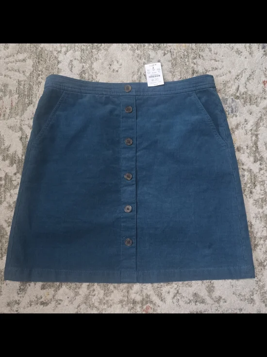 J. Crew Corduroy Teal Button-Front Mini Skirt NWT Size 8