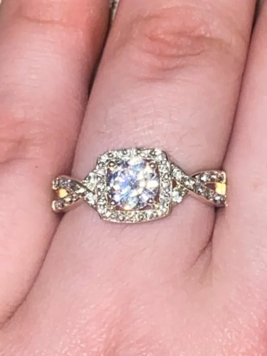 Silver Halo Cubic Zirconia Engagement Ring