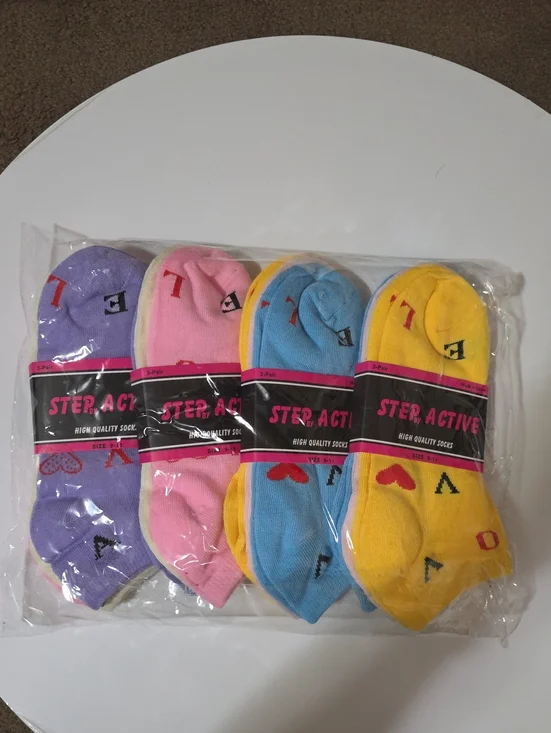 Kids Low Cut  Socks 12 Pack — Purple, Pink, Blue & Yellow