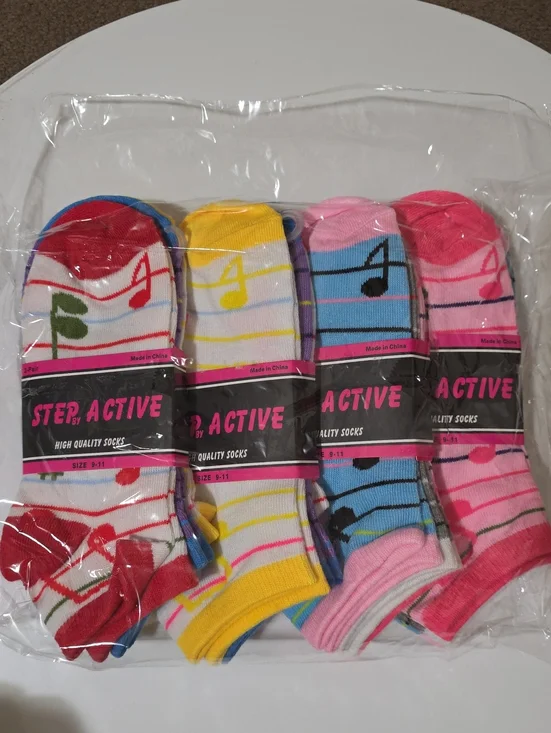 Girls Low Cut Socks - Multicolor Music Note Pack