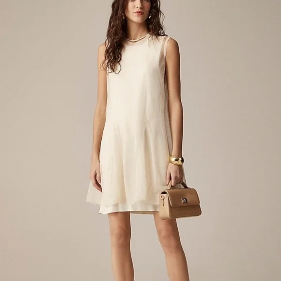 NWT! J. Crew Collection Shiny layered slip sweater-dress - Cream Sleeveless