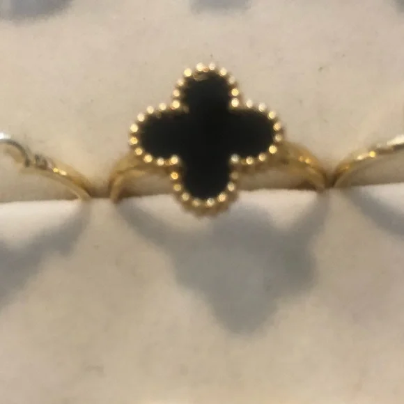 Gold-Plated Black Clover Accent Ring
