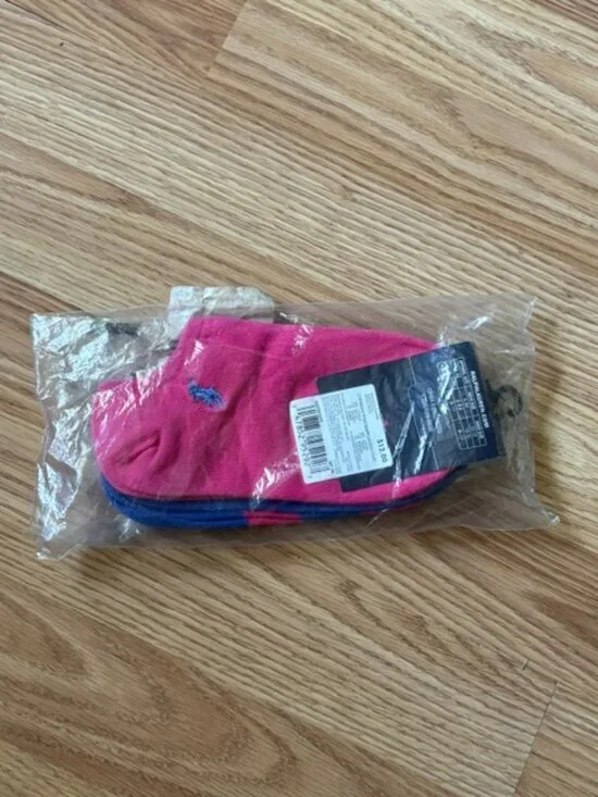 NEW Polo Ralph Lauren Kids Girls No Show Socks 3 Pack Size 8-9.5