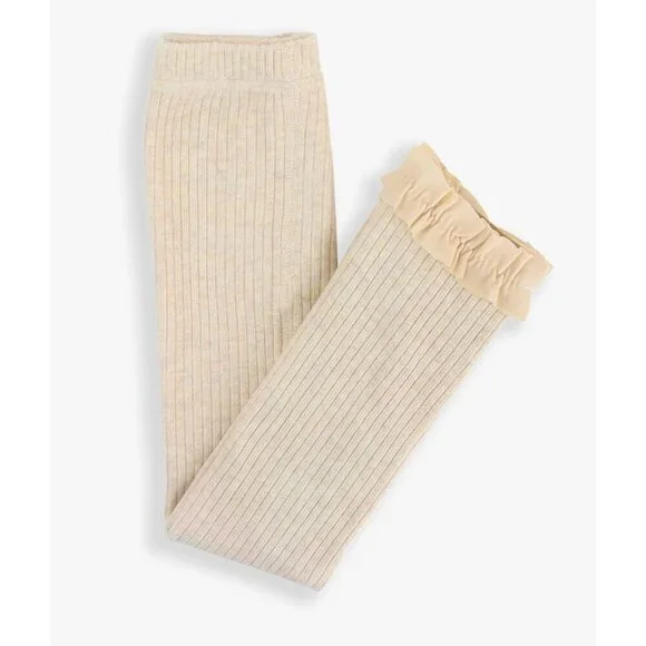 Ruffle Butts Rugged Butts Baby Footless Ruffle Tights NEW Heather Oatmeal Ribbed