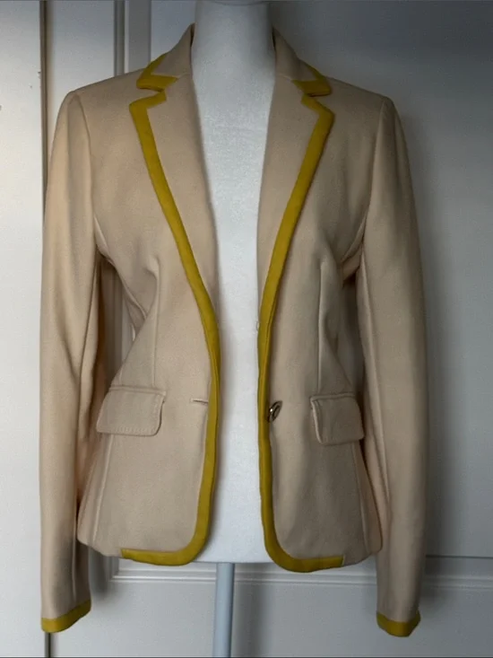 J. Crew Cream Blazer with Mustard Trim Size S