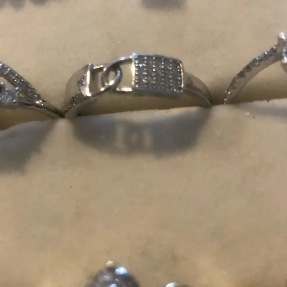 Silver-tone Pavé Dual Locks Accent Ring