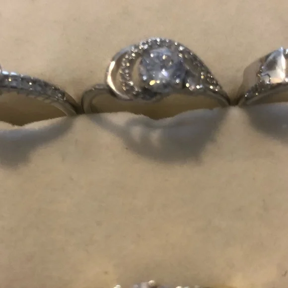 Silver-Tone CZ Swirl Accent Ring