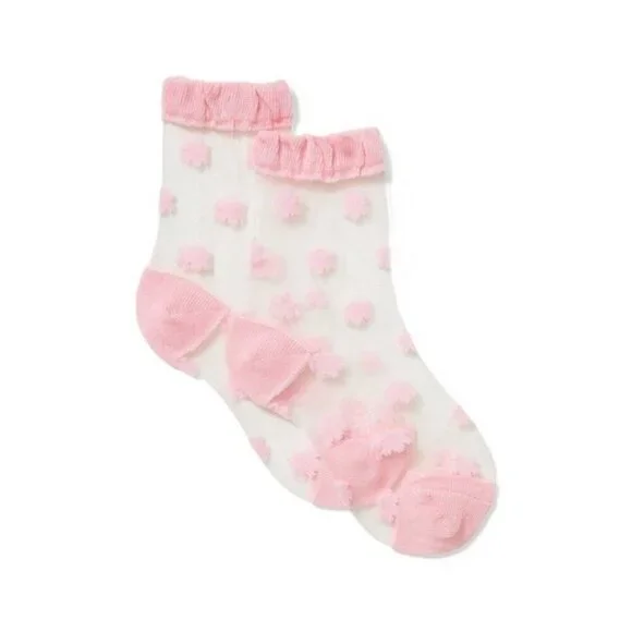 Janie‎ and Jack Baby Girls 0-3 Months Sheer Polka Dot Ankle Socks in Light Pink