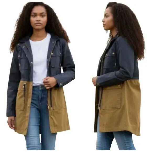 J. Crew Colorblock Barn/Chore Waxed Cotton Field Jacket EUC Size S     F215