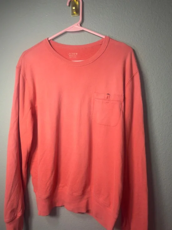 J. Crew Coral Crewneck Sweatshirt with Chest Pocket