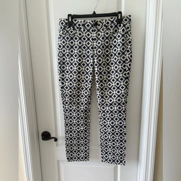 J.Crew Toothpick Skinny Jeans 29 Navy White Geometric Print Stretch Cotton Pants