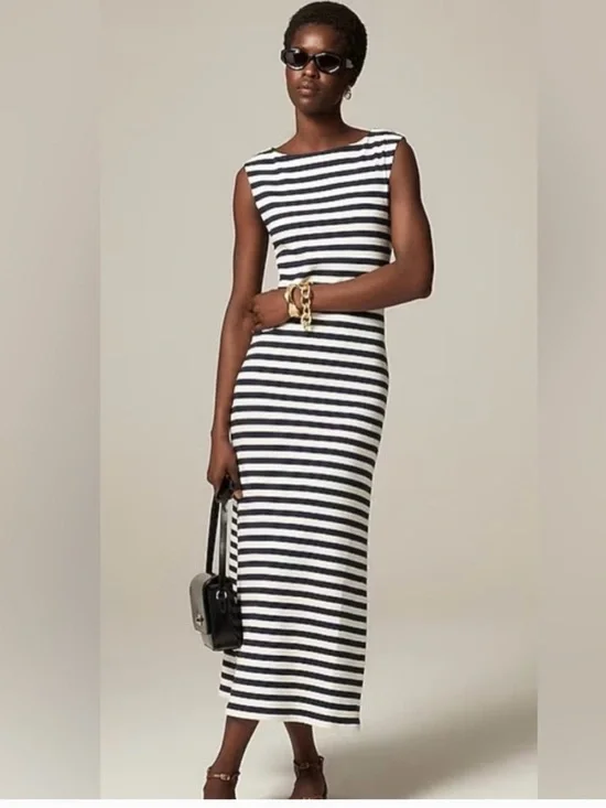 J.crew Knit boatneck midi dress in stripe