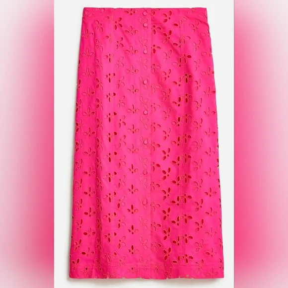 NWT J.CREW Button Front Eyelet Skirt, Size 4
