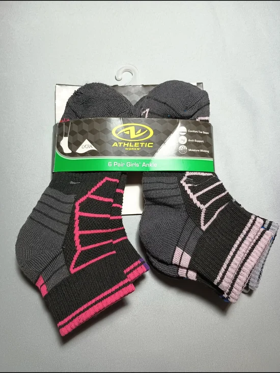 Athletic Works Girls' Ankle Socks