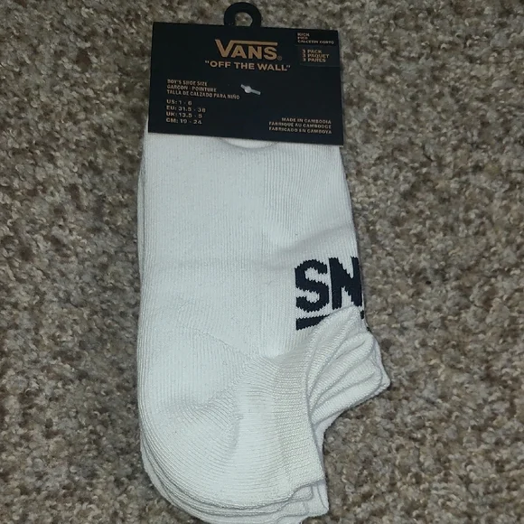 Vans White Crew Athletic Socks with Black Logo Accent