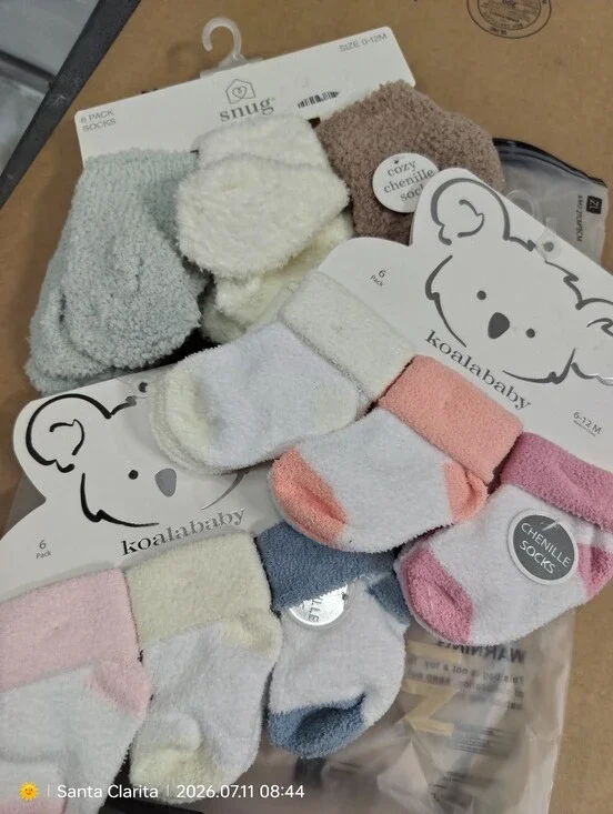 KoalaBaby Cozy Chenille Baby Socks - Multi Color Pack - Bundle