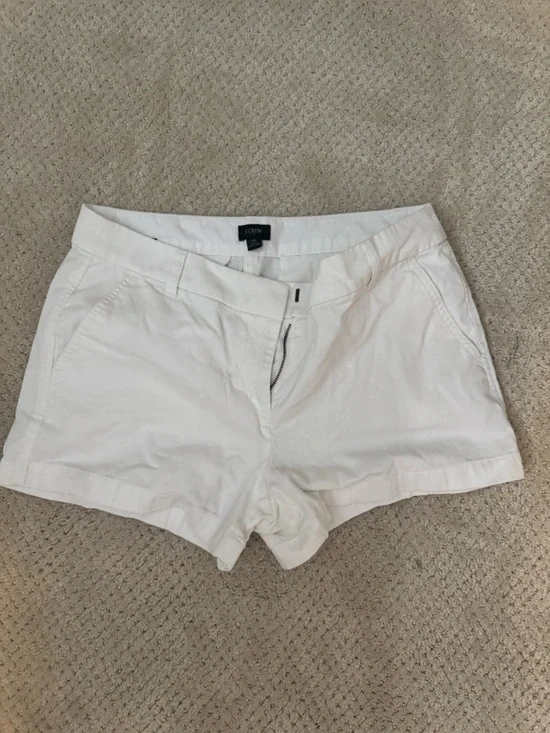 J. Crew White Cotton Shorts with Branded Waist Label - 3” inseam