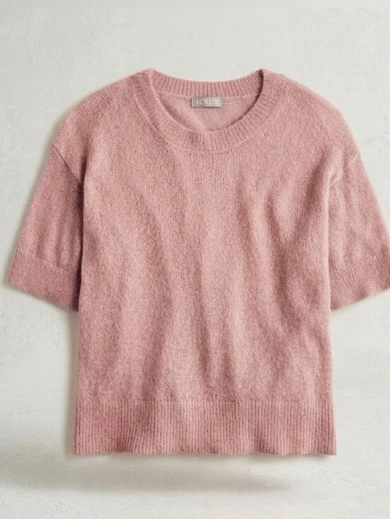 J. Crew Oversized Alpaca Blend Short Sleeve Sweater T-Shirt Peach Pink Sz. XL