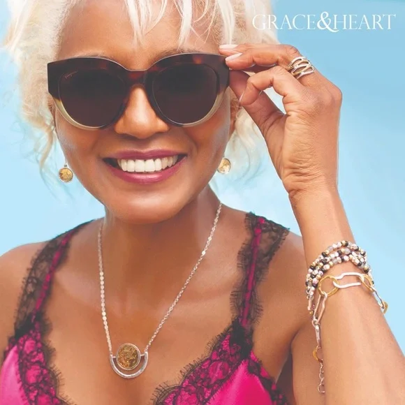 Grace & Heart G&H SOLARIS 16” PLUS 4” EXTEND NECKLACE .925 SS Pearl SS & BRASS