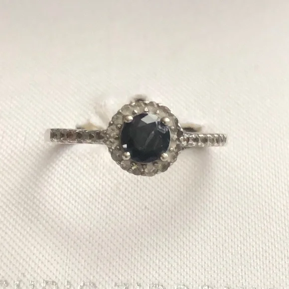 Sterling Silver sapphire ring w/cubic zirconia