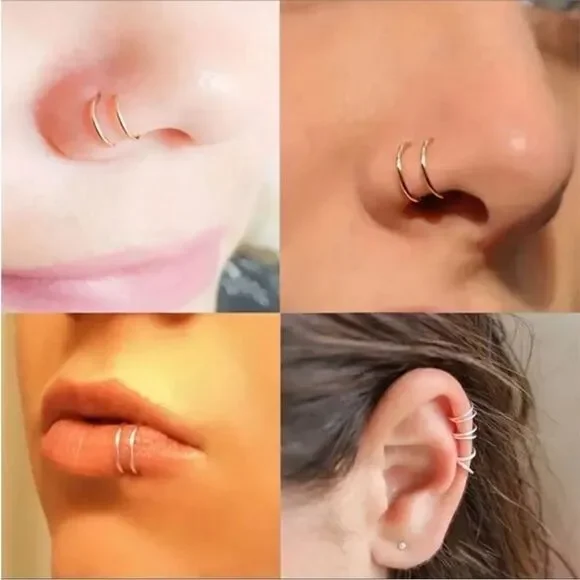 Double hoop nose ring N780