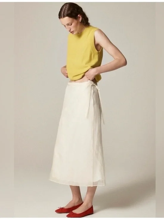 NEW J. Crew Collection wrap skirt in silk organza Ivory Lace CM738 XS $178