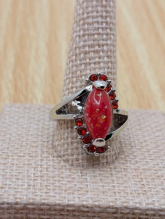 Red Confetti Lucite Ring