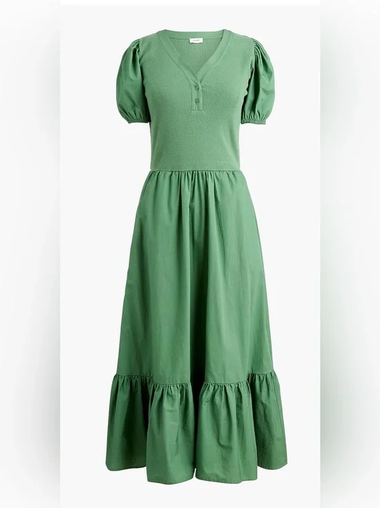 NWT JCrew V Neck Mixed Media Dress