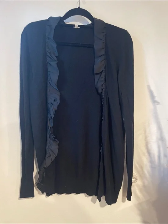 J. Crew Black Ruffle-Front Blazer Sz M B132