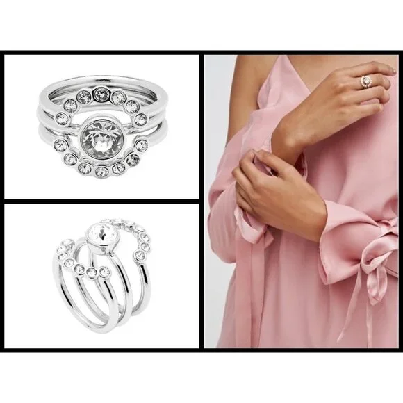 💕TED BAKER LONDON💕 Silver Cadyna Concentric Crystal Ring S/M NWT