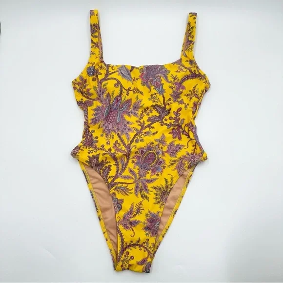 J. Crew Squareneck one-piece in Ratti golden paisley