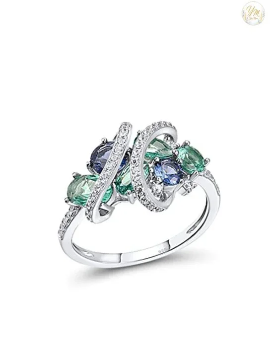925 Sterling Silver Twist Ring White Cubic Zirconia Statement Ring