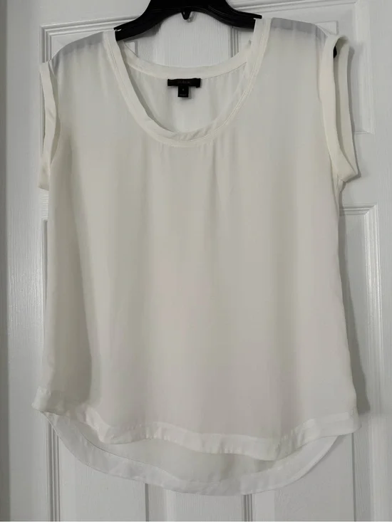 J. Crew Cream Layered Chiffon Cap-Sleeve Blouse