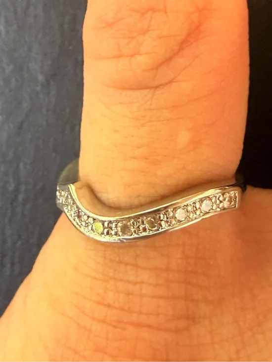 Sterling Silver Chevron Natural Diamond Ring Sz5