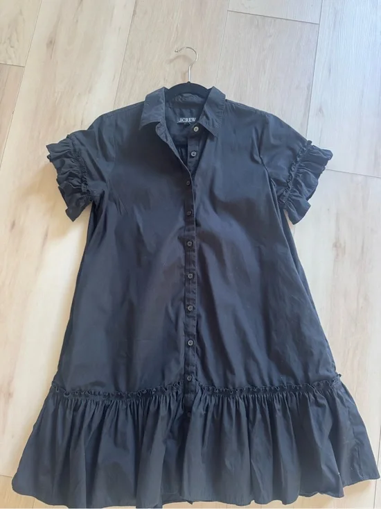 J.Crew Black Button-Front Ruffle Sleeve Dress - Size Small