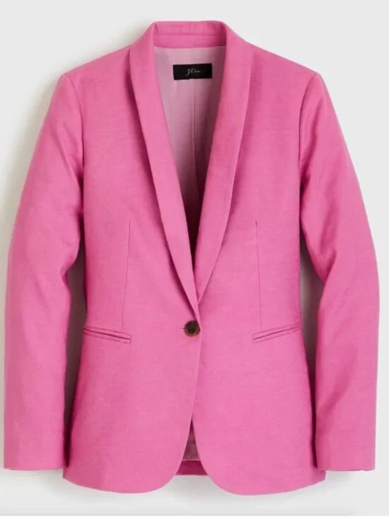J. Crew Parke Blazer Pink Linen Blend Size 2 Lightweight Workwear